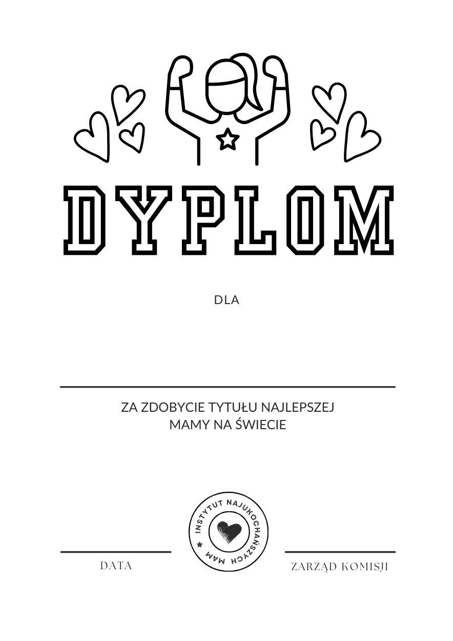 Dyplom dla mamy - do druku i kolorowania