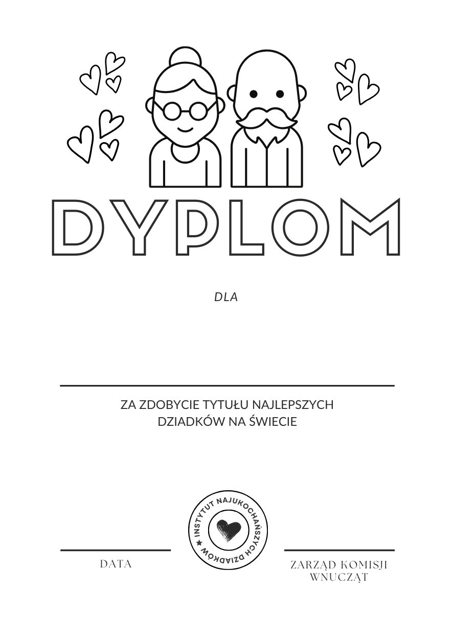 Dymplom dla babci i dziadka - kolorowanka