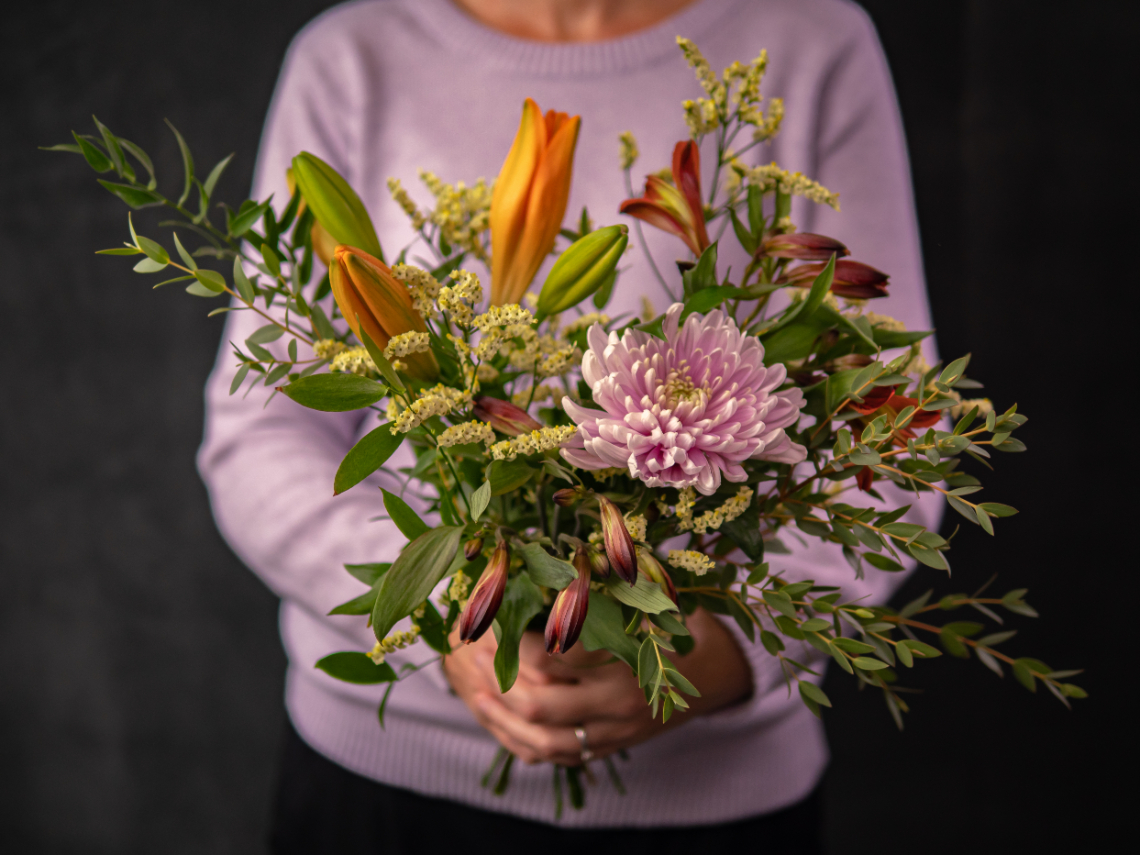 Beautiful, soft fall bouquet with chrysanthemum