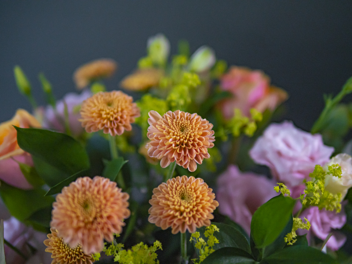Beautiful, soft fall bouquet with chrysanthemum